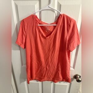 Vibrant Coral V-Neck Women's Tee